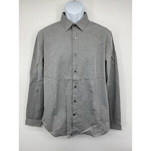 Express 1MX Modern Fit Mens Gray Button-Up Dress Shirt
